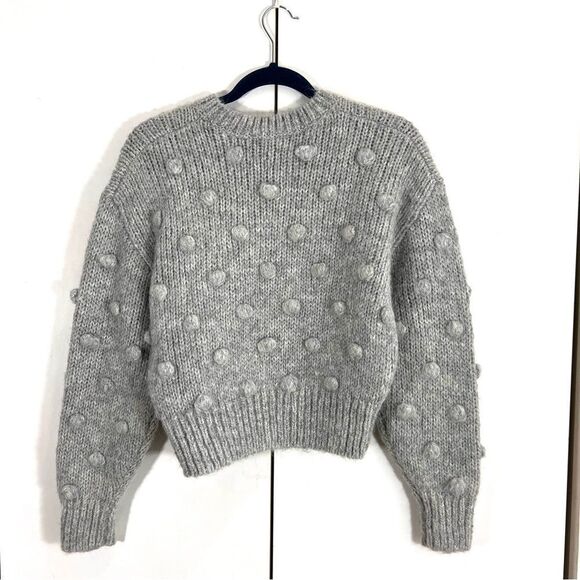 & Other Stories Sweater Women’s XS alpaca Wool Gray Pom Pom Fuzzy Pullover - Picture 2 of 7